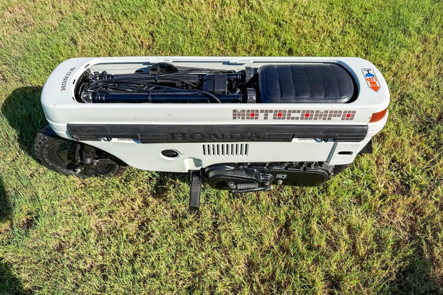 Honda Motocompo folded into its suitcase shape, seen from above