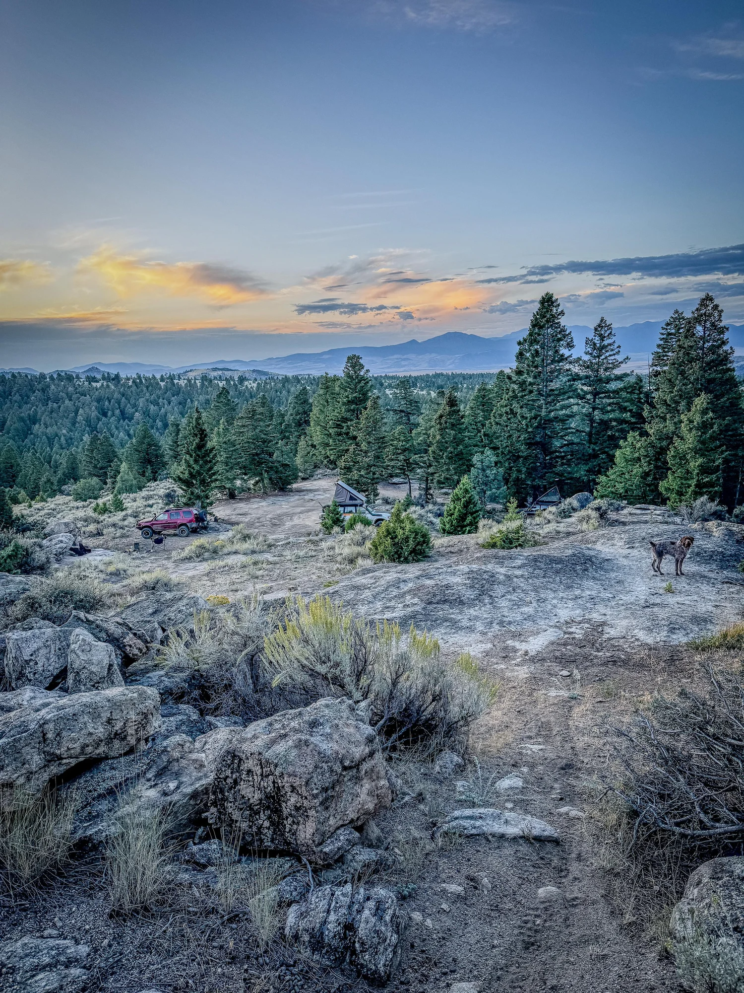 Sunset over sagebrush at Whitetail Reservoir