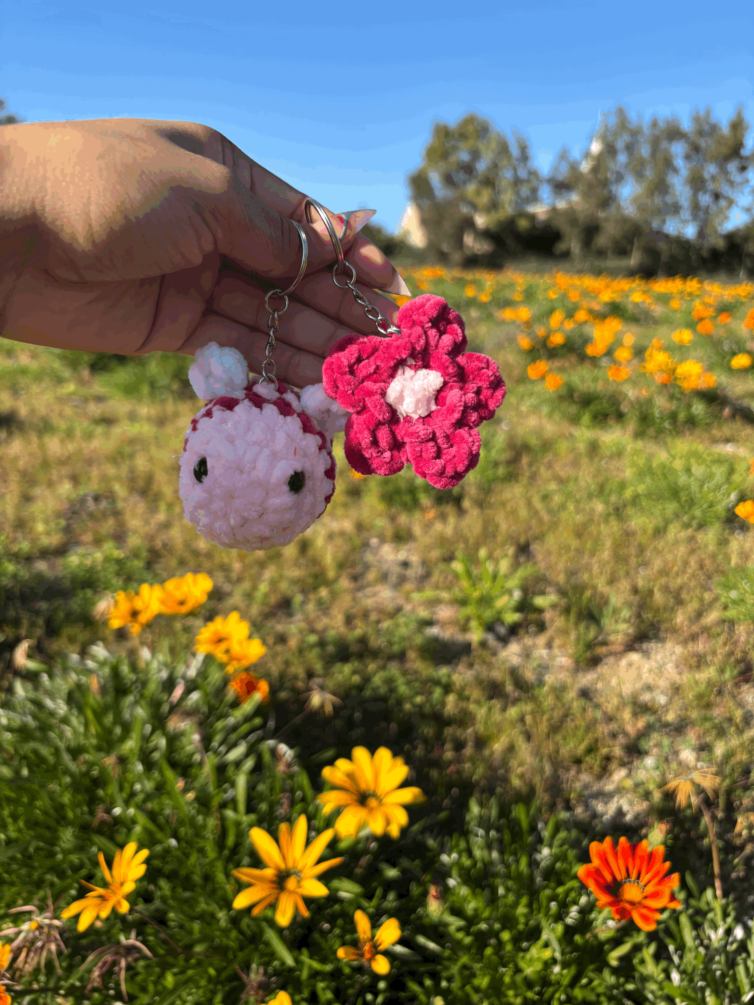 Bee + Flower Keychain