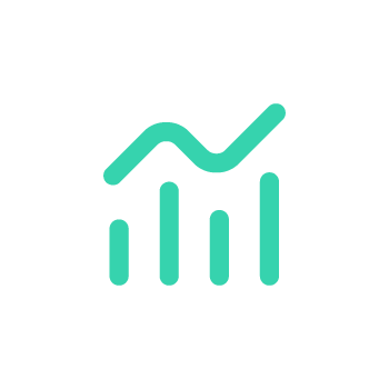 Line and bar chart representing data trends and growth