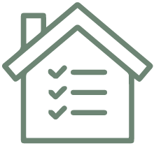 Outline of a house with a checklist inside