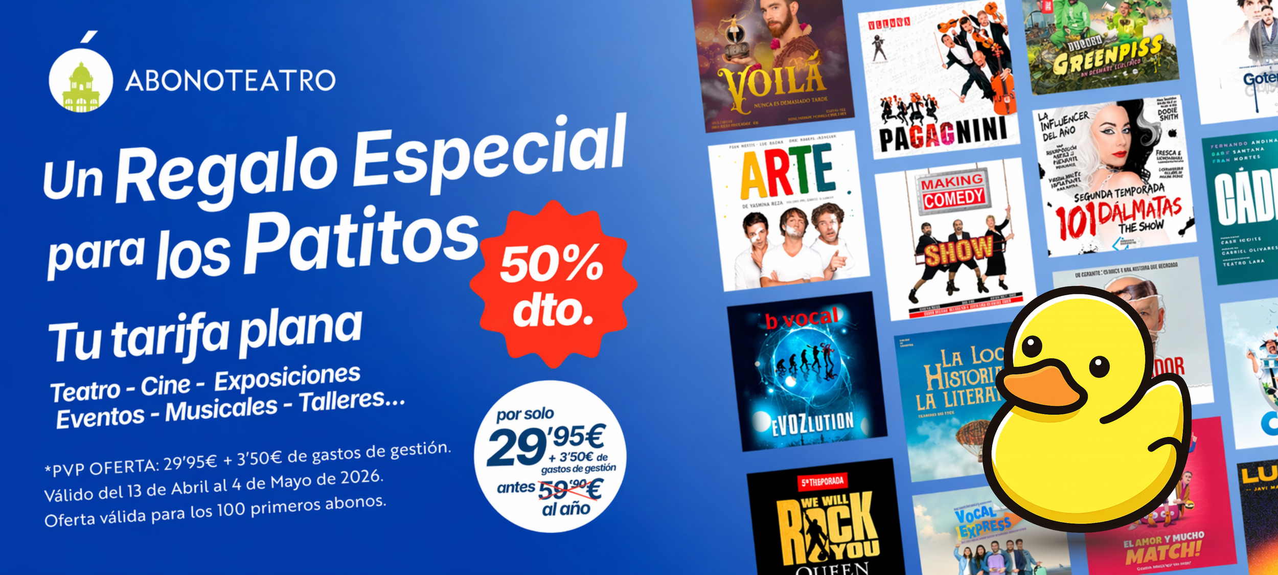Club Patito y Abonoteatro: 50% de descuento en tu bono | ocio y espectáculos en Madrid