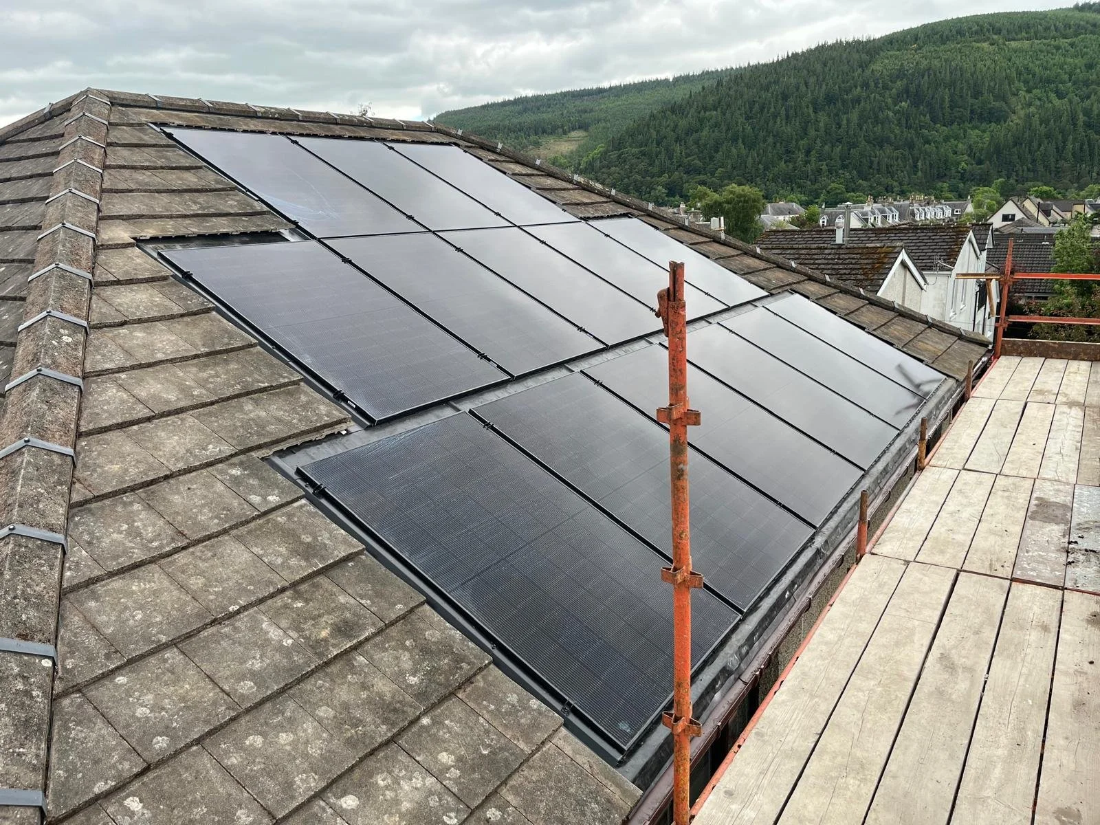 Completed solar panel installation in scottish borders scotland