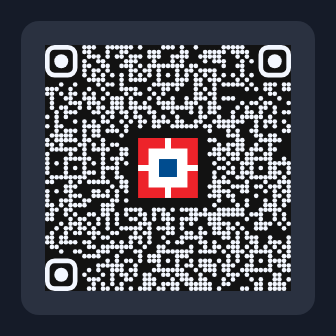 A QR code on a dark background.
