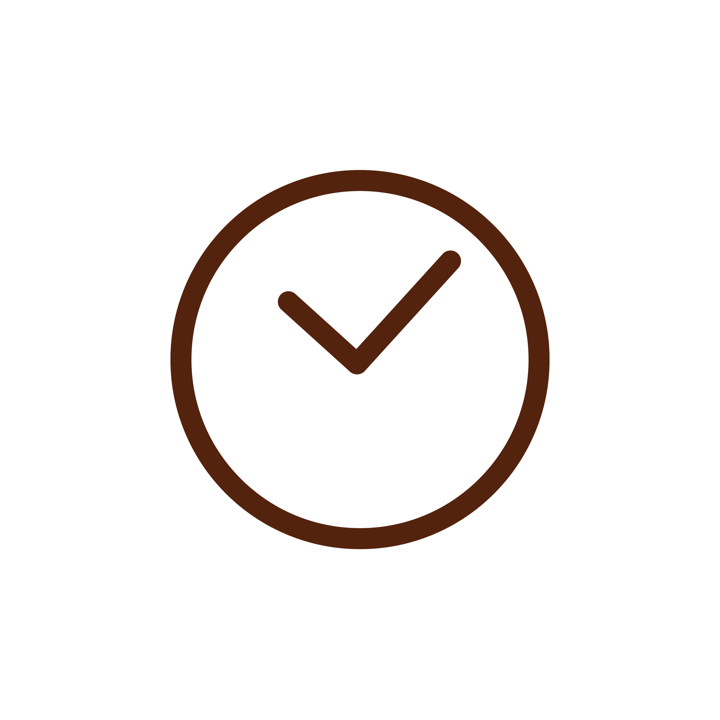 Icon of a clock with a brown outline and hands indicating 2:10.