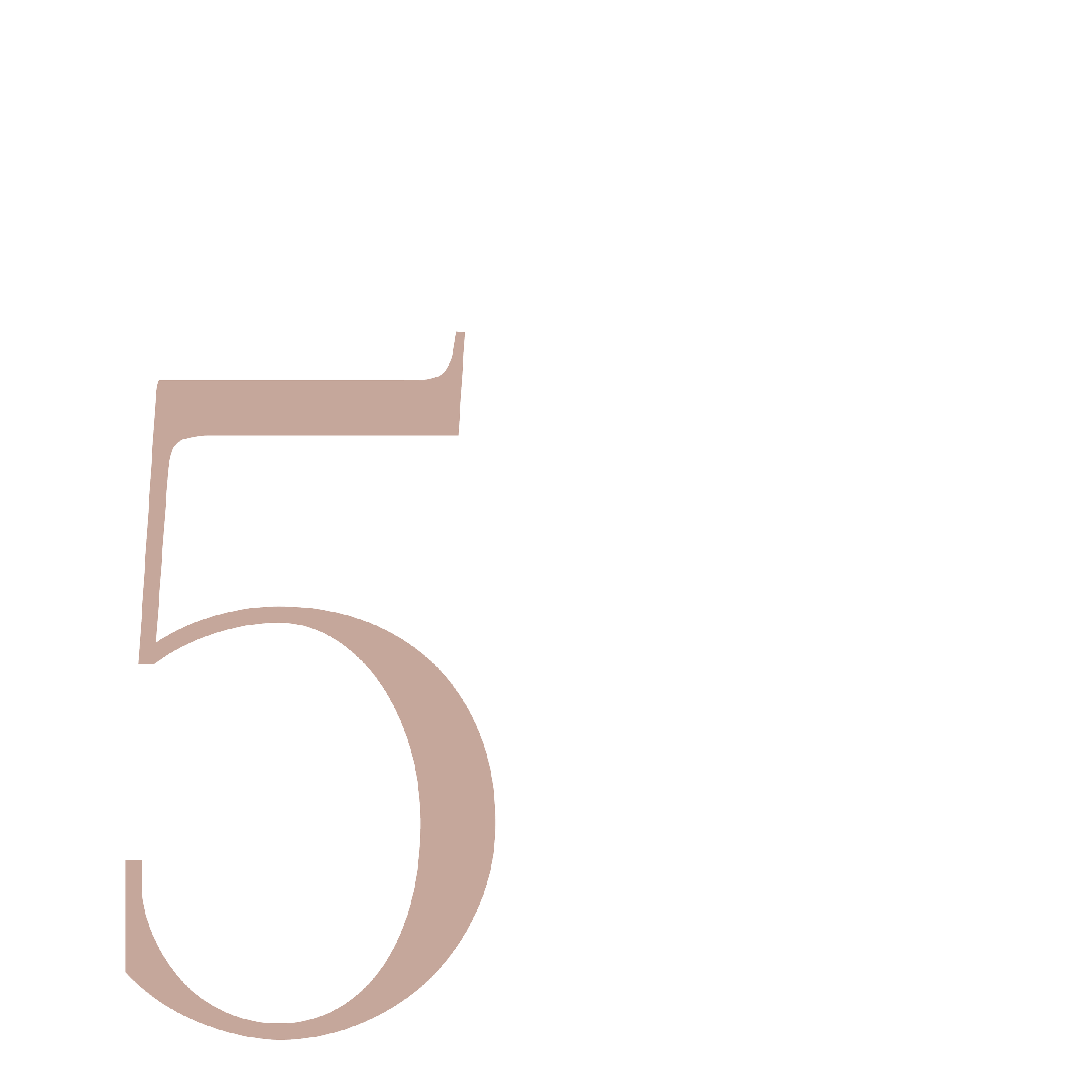 Number 5 in large beige font over a black background.