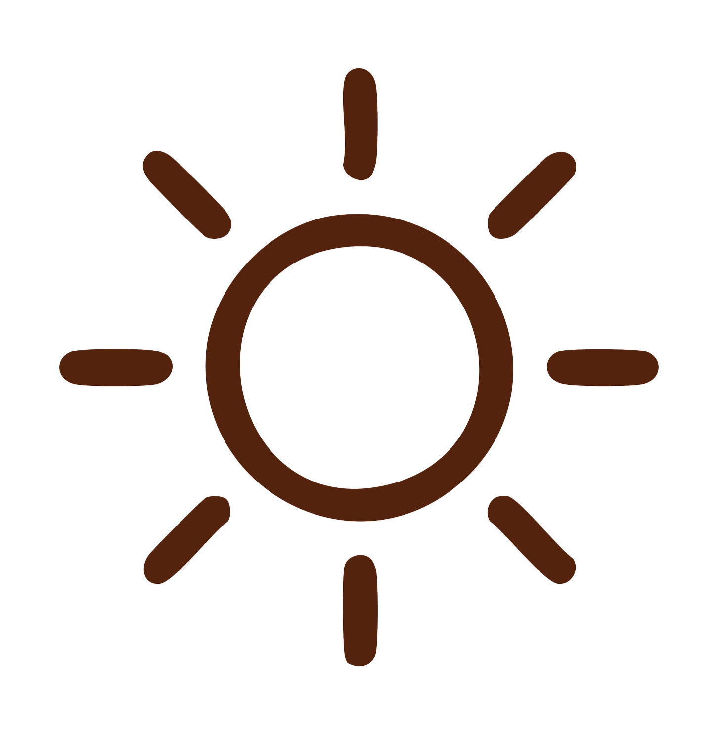 A brown sun icon with rays extending outward.