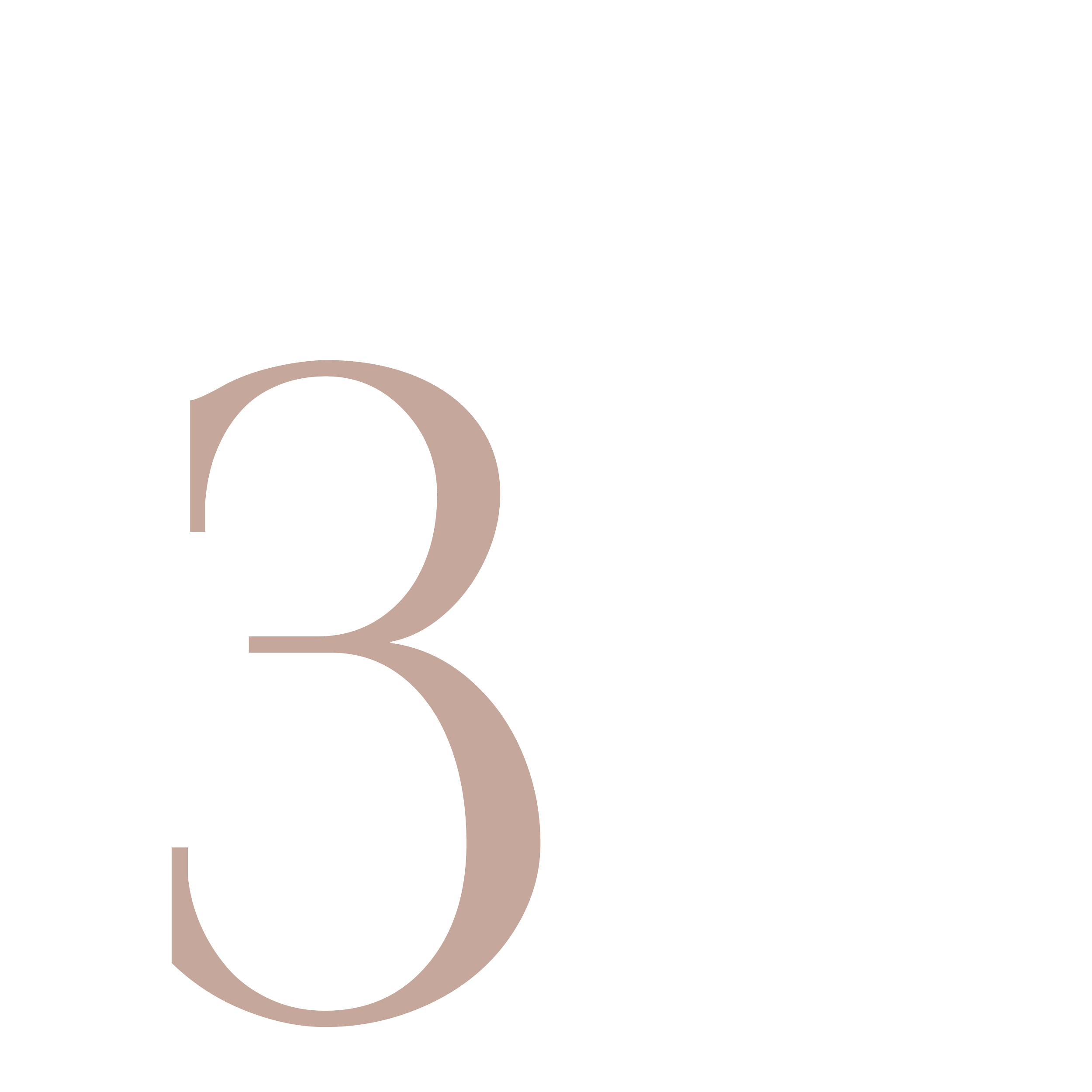 Large beige letter 'B' overlapping a large black number '3' on a dark background.