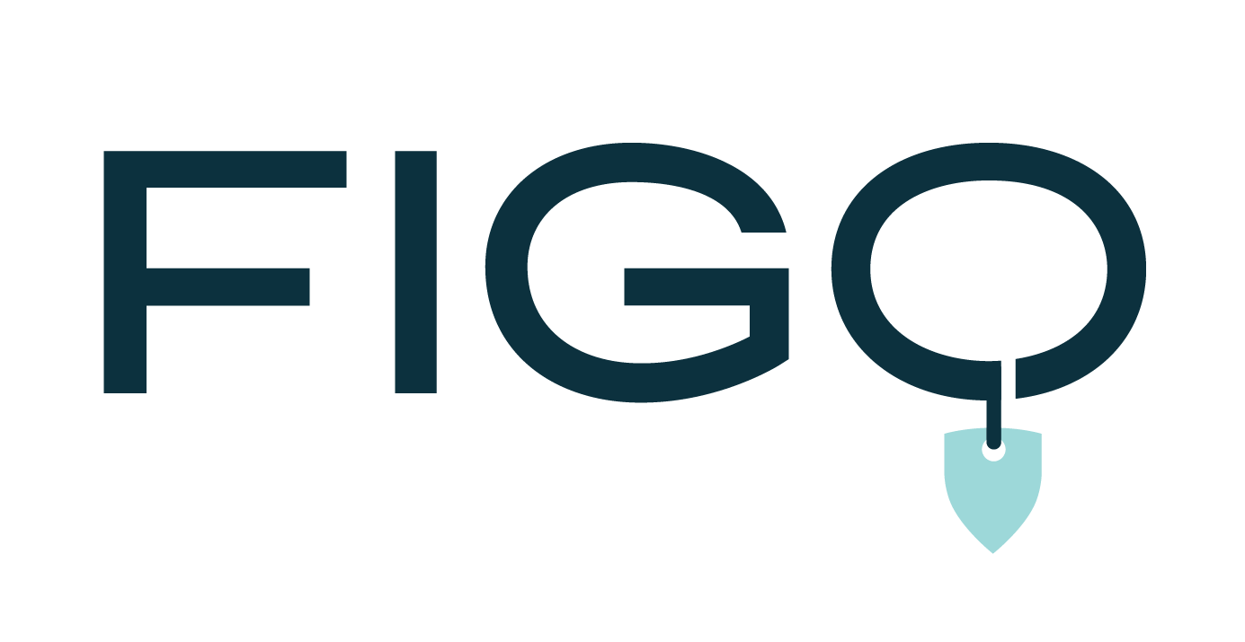 Het logo van Figo, een online bank, met een pijl die uit de letter 'Q' steekt.