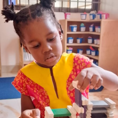 Montessori wooden block materials at House of Montessori Preschool