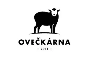 A black and white logo of a sheep standing on a hill with the words 'OVEČKÁRNA' and the year '2011' below.