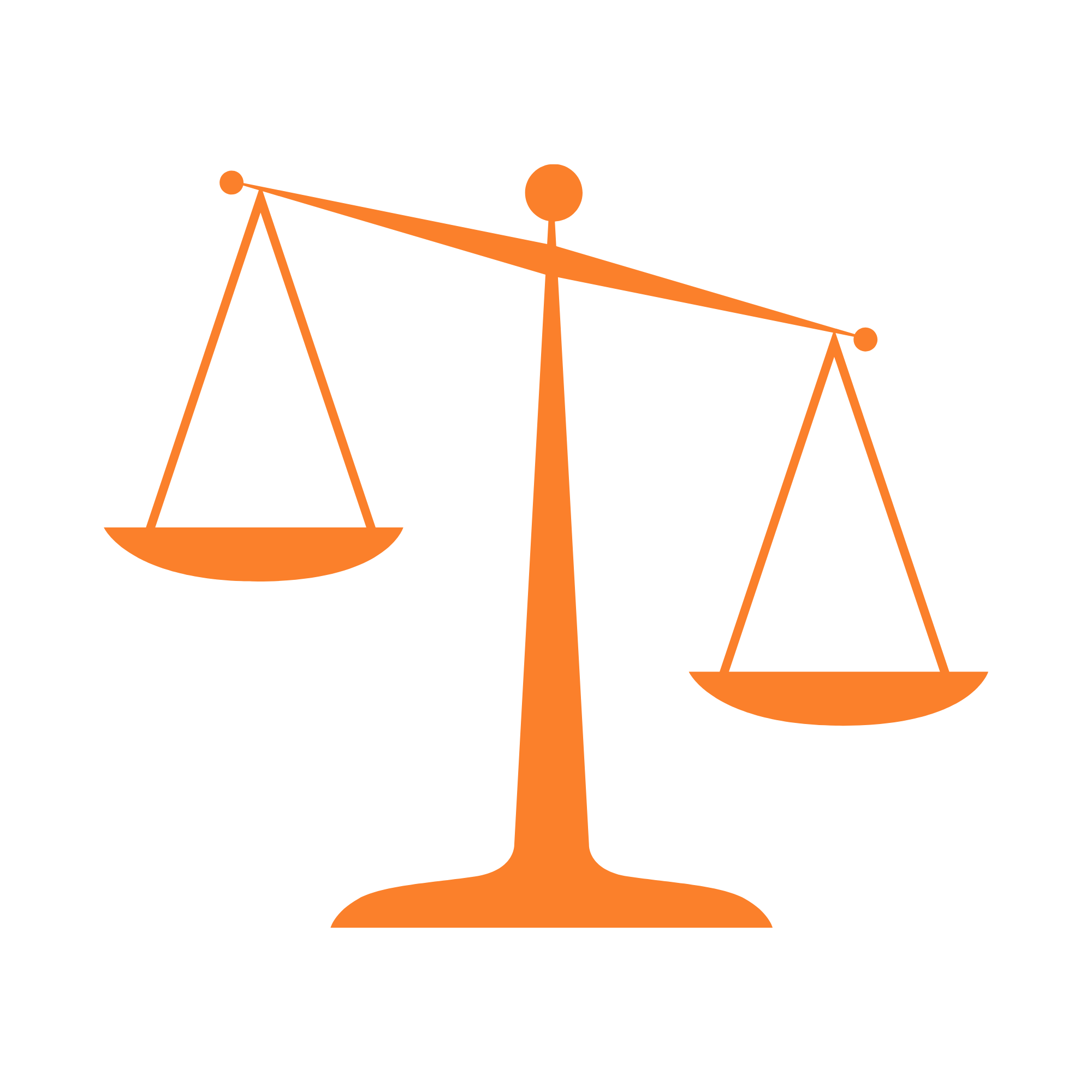 Balanzas color naranja sobre fondo blanco