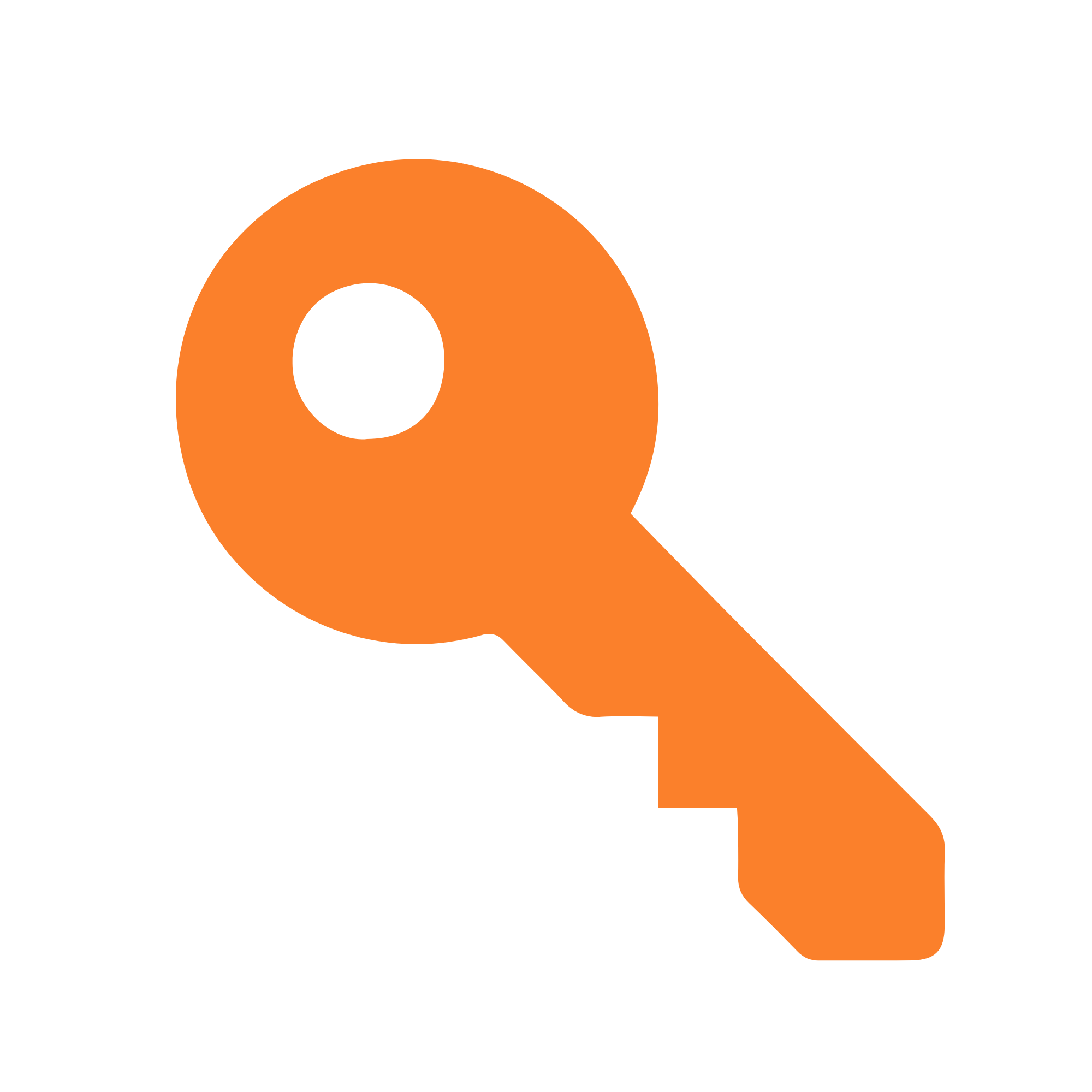 Llave simple de color naranja con fondo blanco.