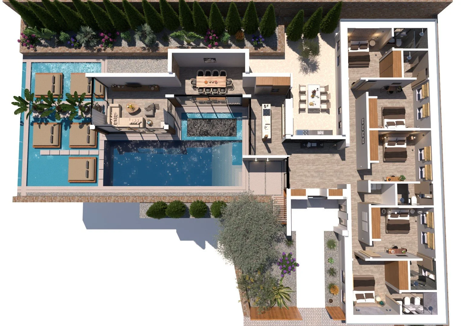 Luxury villa floor plan with private pool and sea view in Zakynthos – Levante Villas