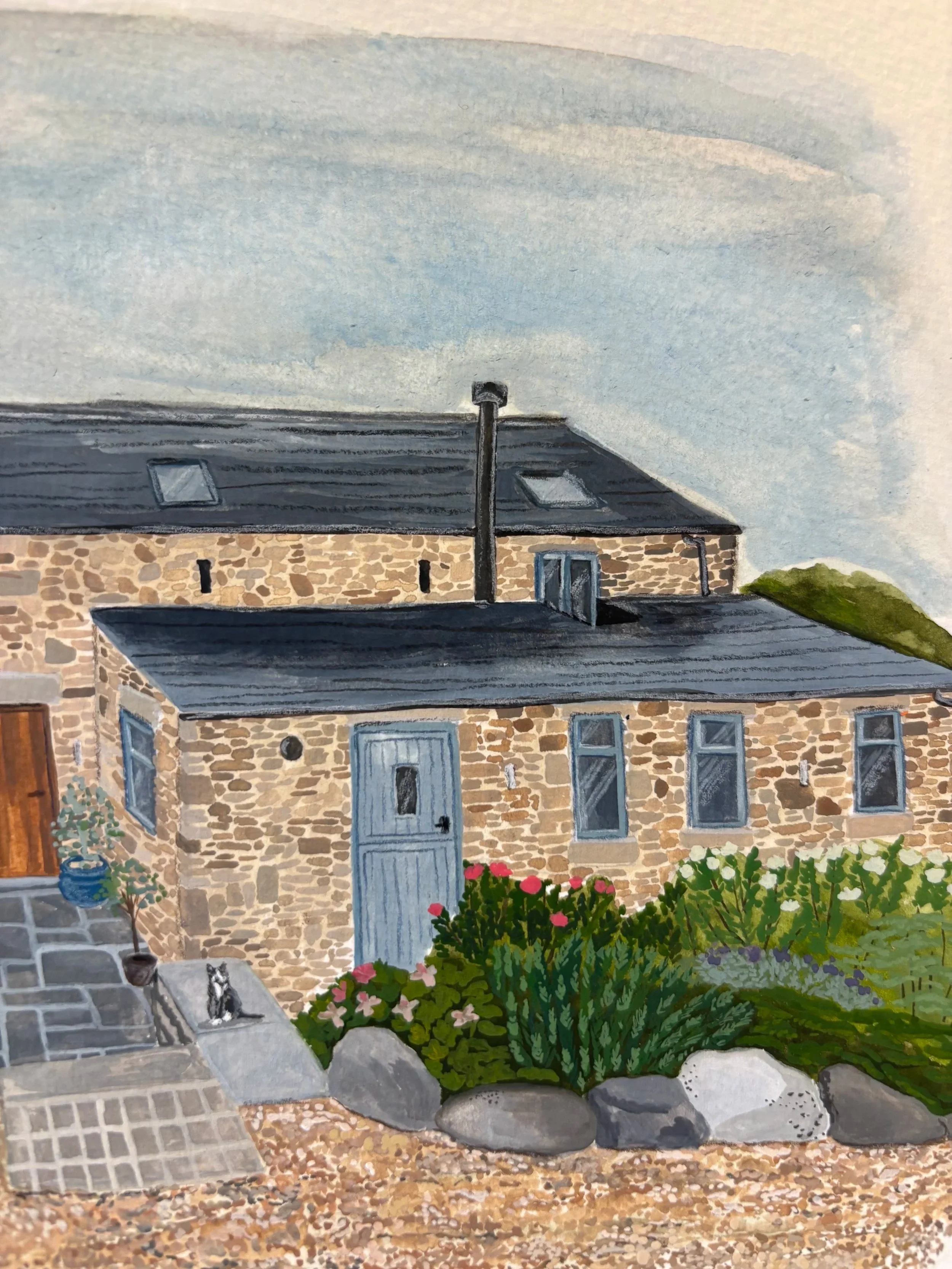 Hand painted Custom House portrait by By Minutes Illustration. House gift ideas.