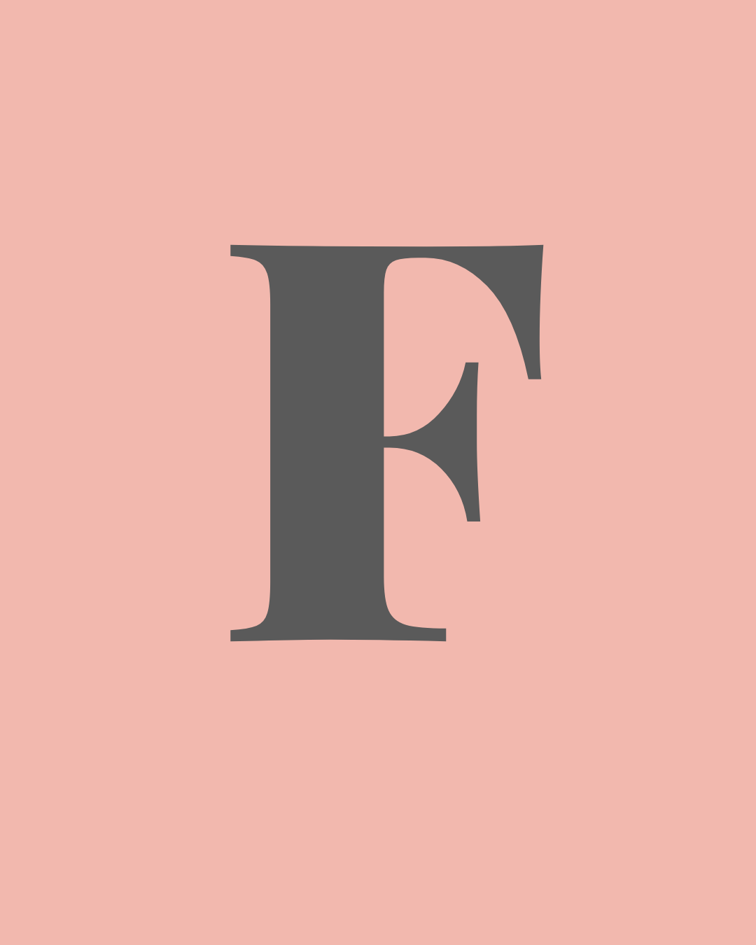 Large gray letter 'E' on a pink background.