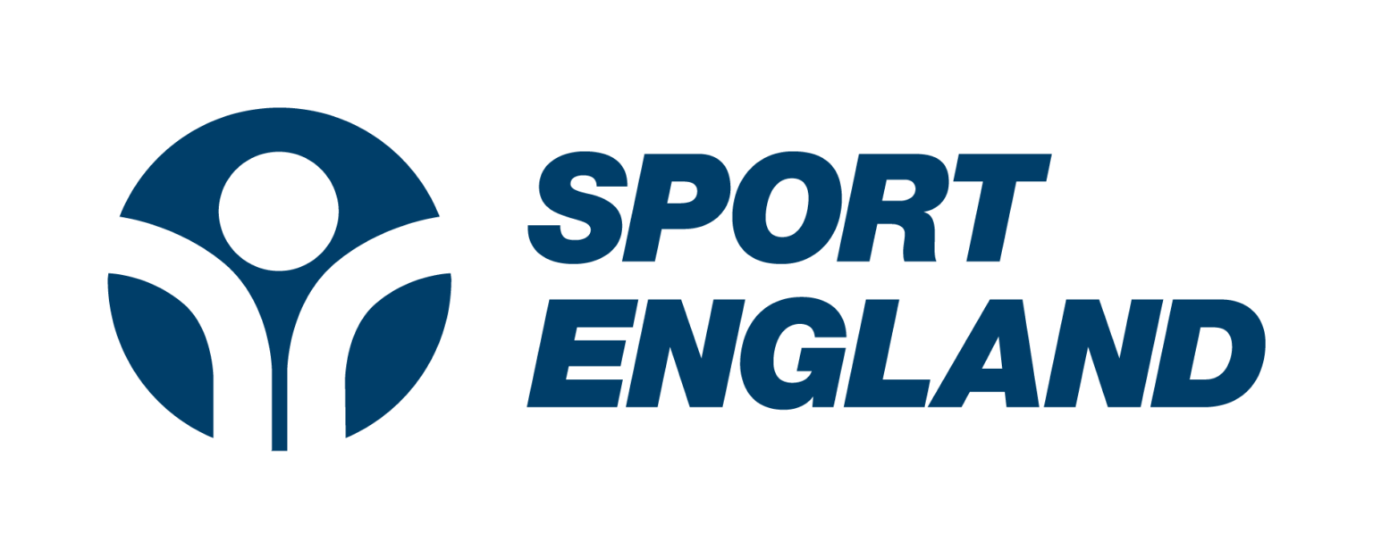 Logo of Sport England featuring a stylized human figure in a circular shape to the left of the text 'SPORT ENGLAND' in blue.