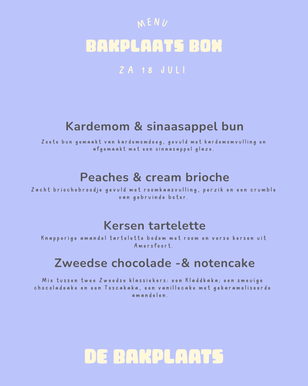 Bakplaats Box | zaterdag 18 juli