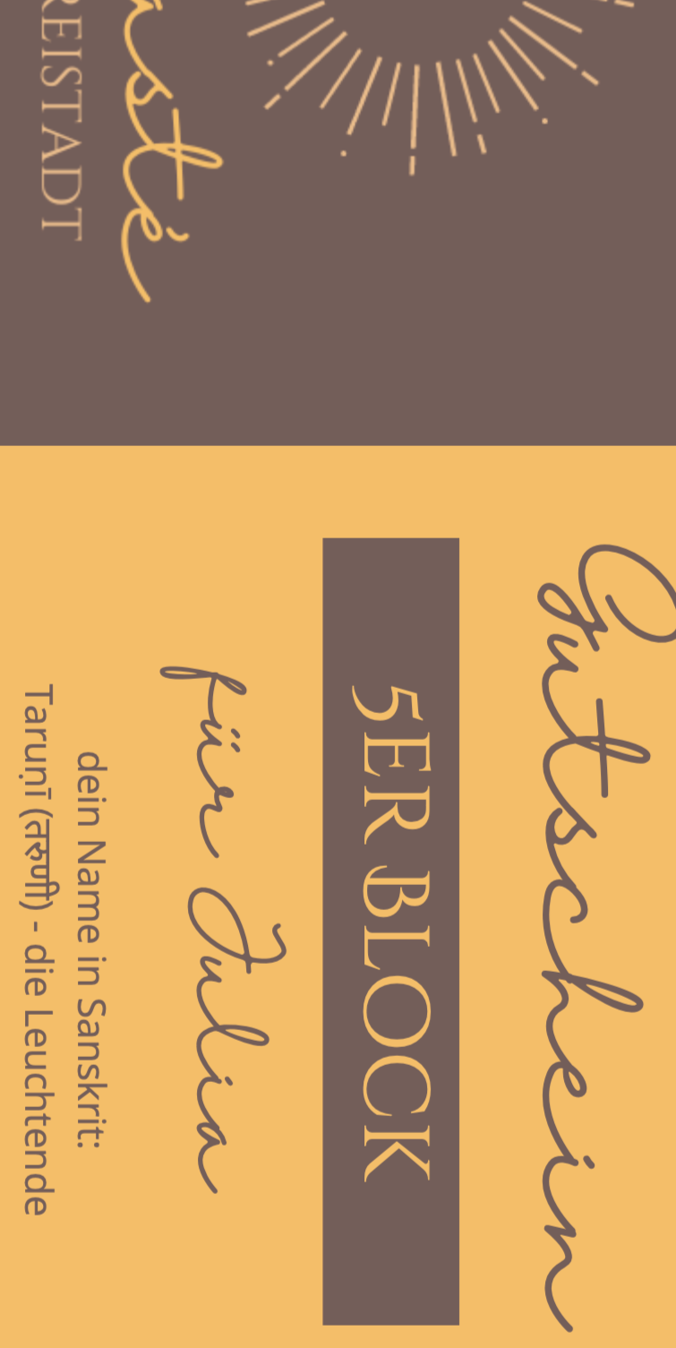 A newsletter feature with a beige background, featuring the title "Feature Submission" in cursive and "5er Block" in bold, along with text in German and a decorative sun graphic at the top.