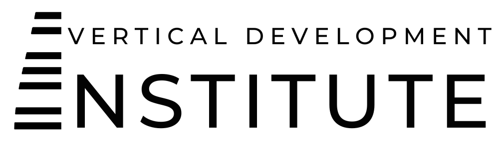 Logo of the Vertical Development Institute with stylized text and graphic elements.