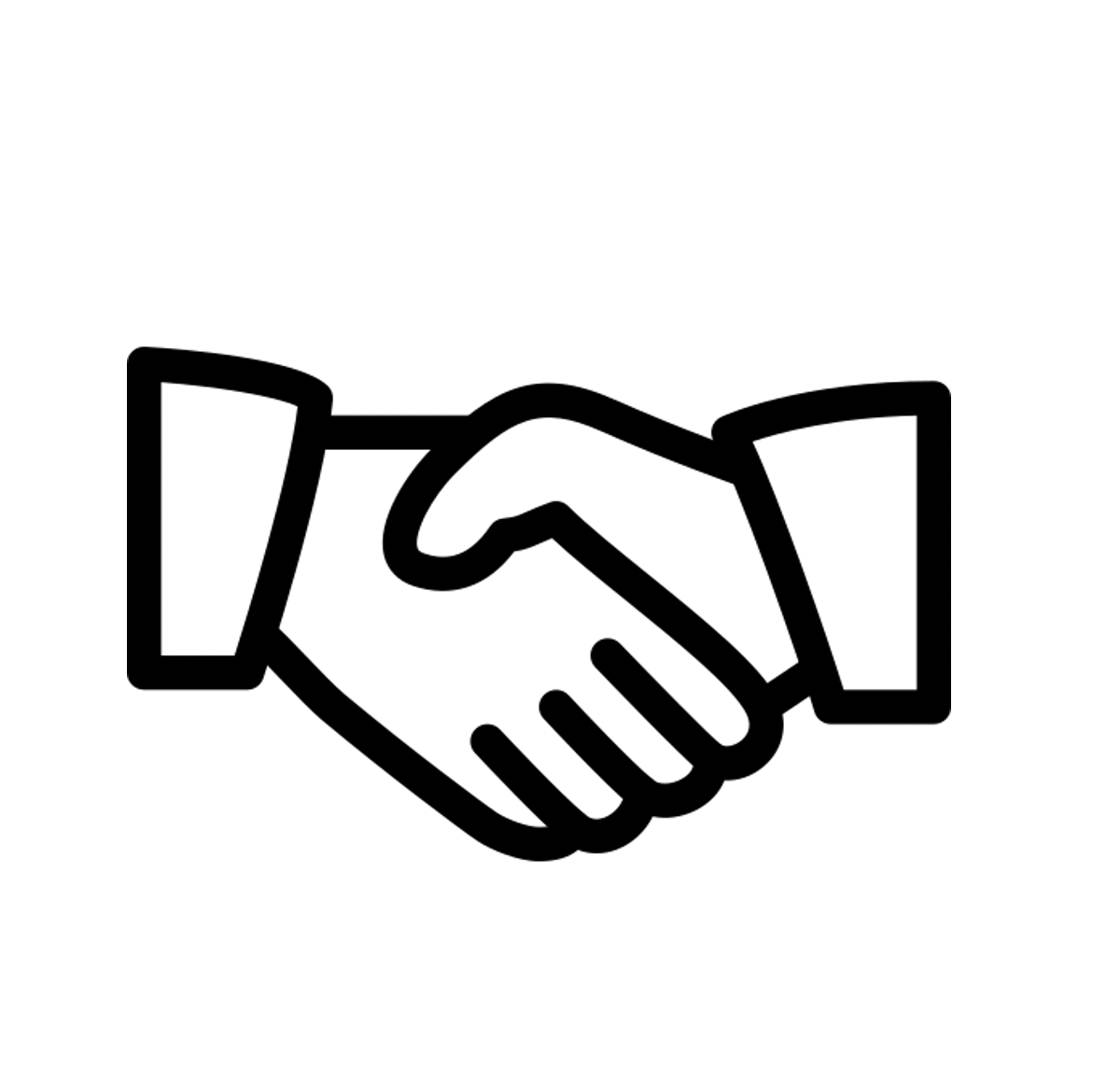 Icon of a handshake representing agreement or partnership.