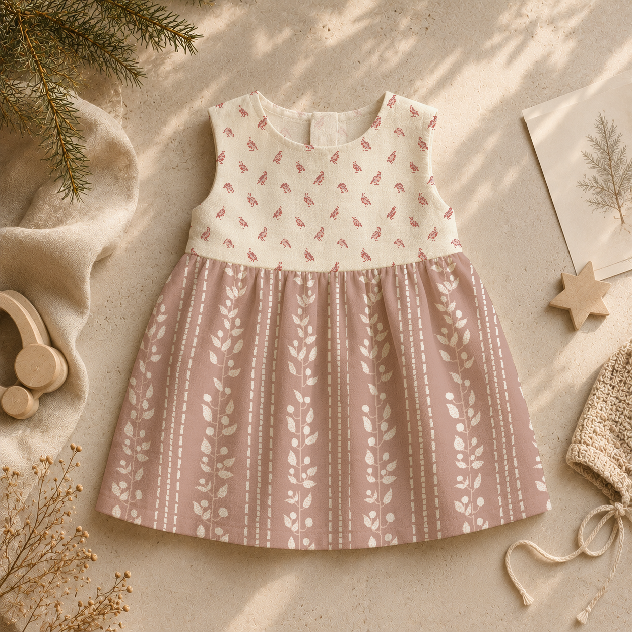 floral stripes_dust rose_LittleByLittle.png
