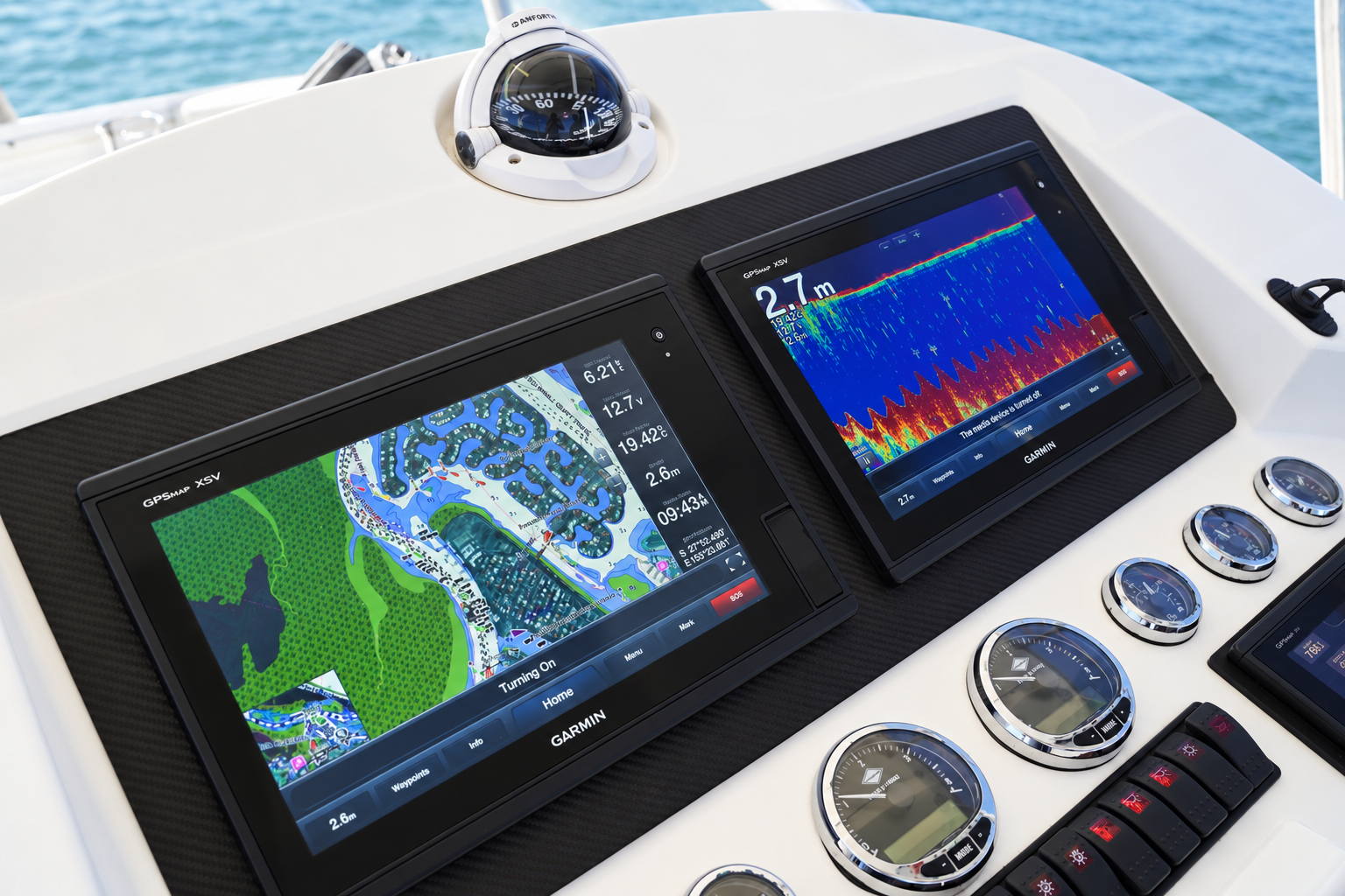Dual Garmin GPS navigational displays