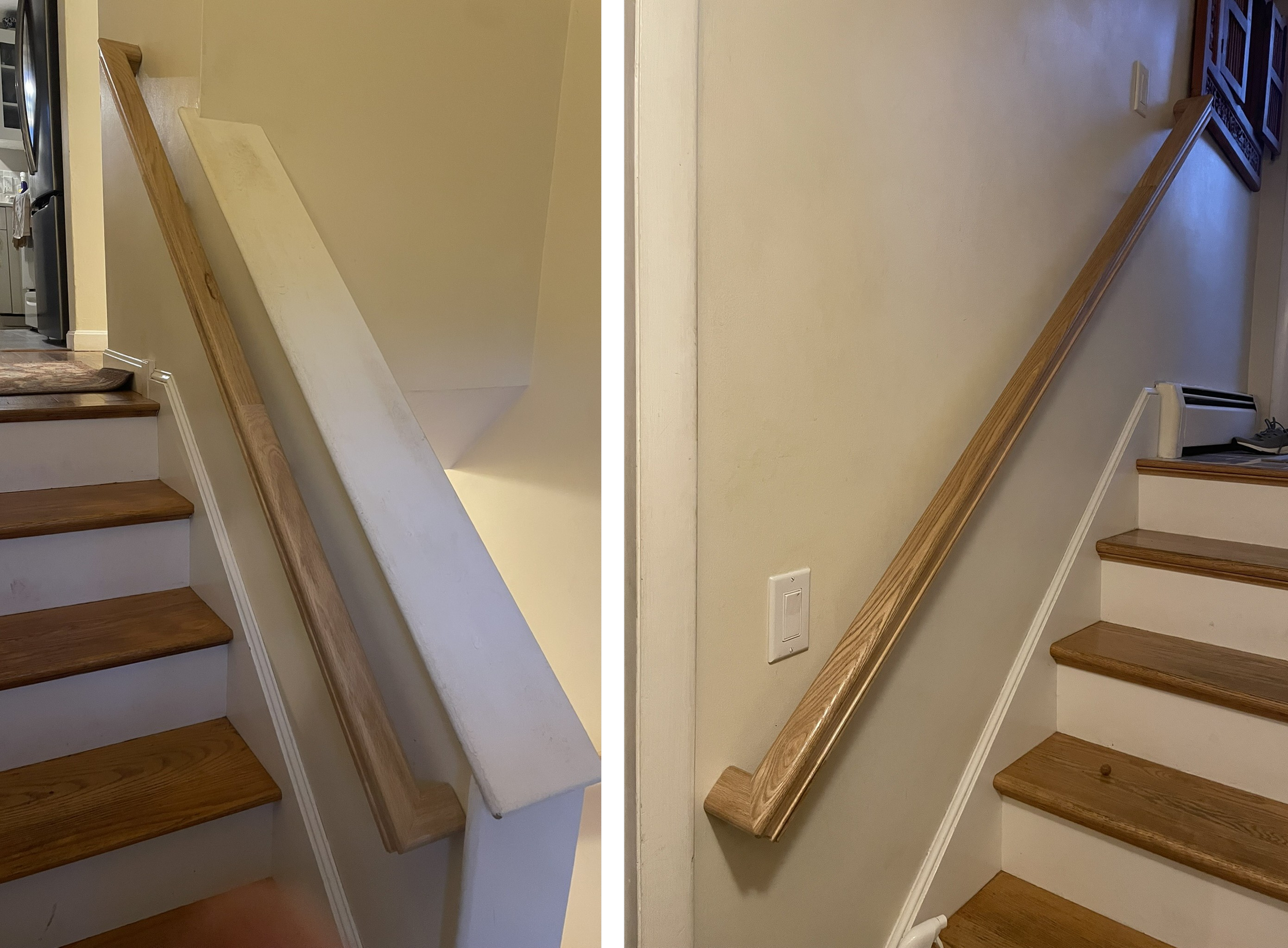 Aging-in-Place necessitated the addition of custom hardwood banisters to this split-level entryway.