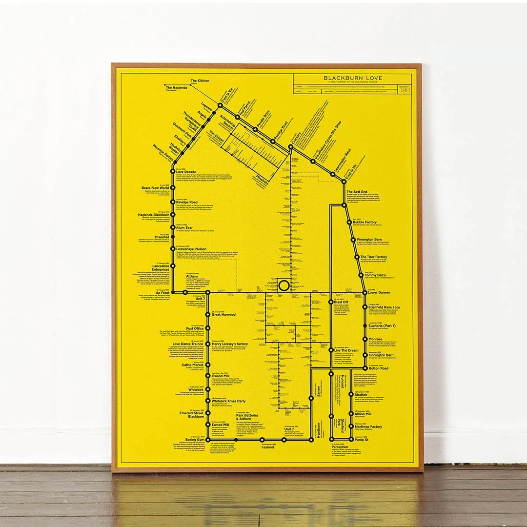Flashback Uncultured Creatives Rough Trade Books Jamie Holman Publication. Acid house Blackburn Parties poster