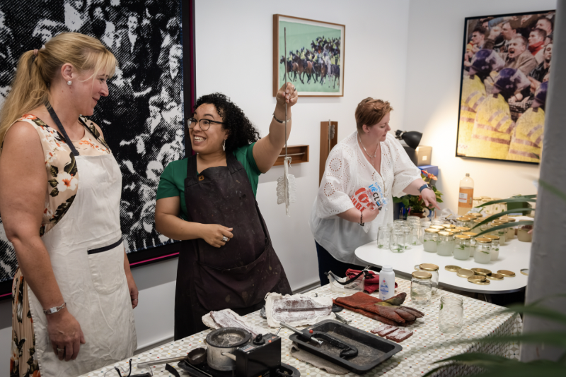 Quiver - arrow casting event, pewter, participatory