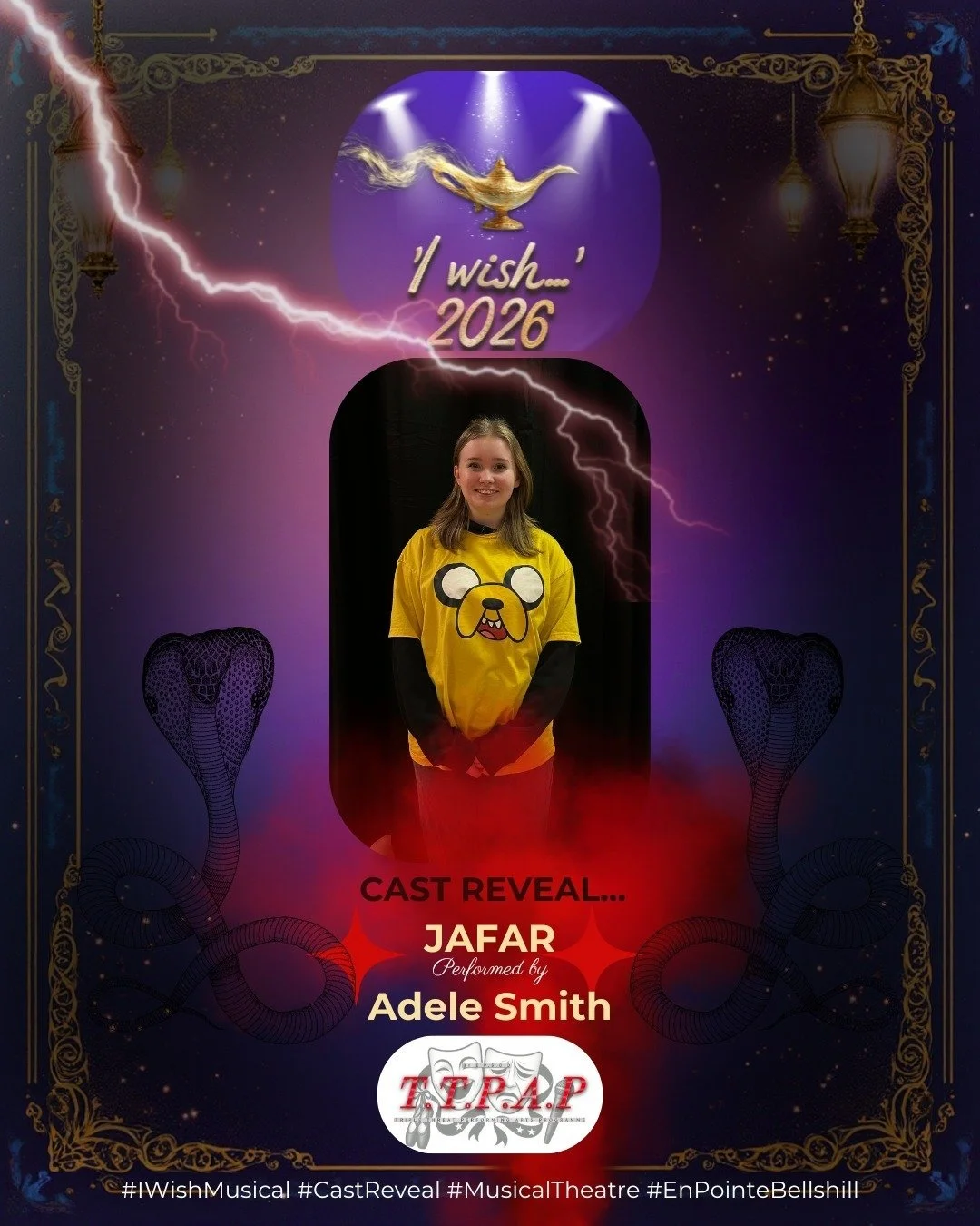 ✨ Introducing Adele Smith as Jafar 🐍 

Dramatic, powerful, and full of presence &mdash; they&rsquo;ve stepped into this role with confidence and flair. A performance you won&rsquo;t forget. 💜🐍 

#IWish #CastReveal #EnPointeSchoolOfDance
__________