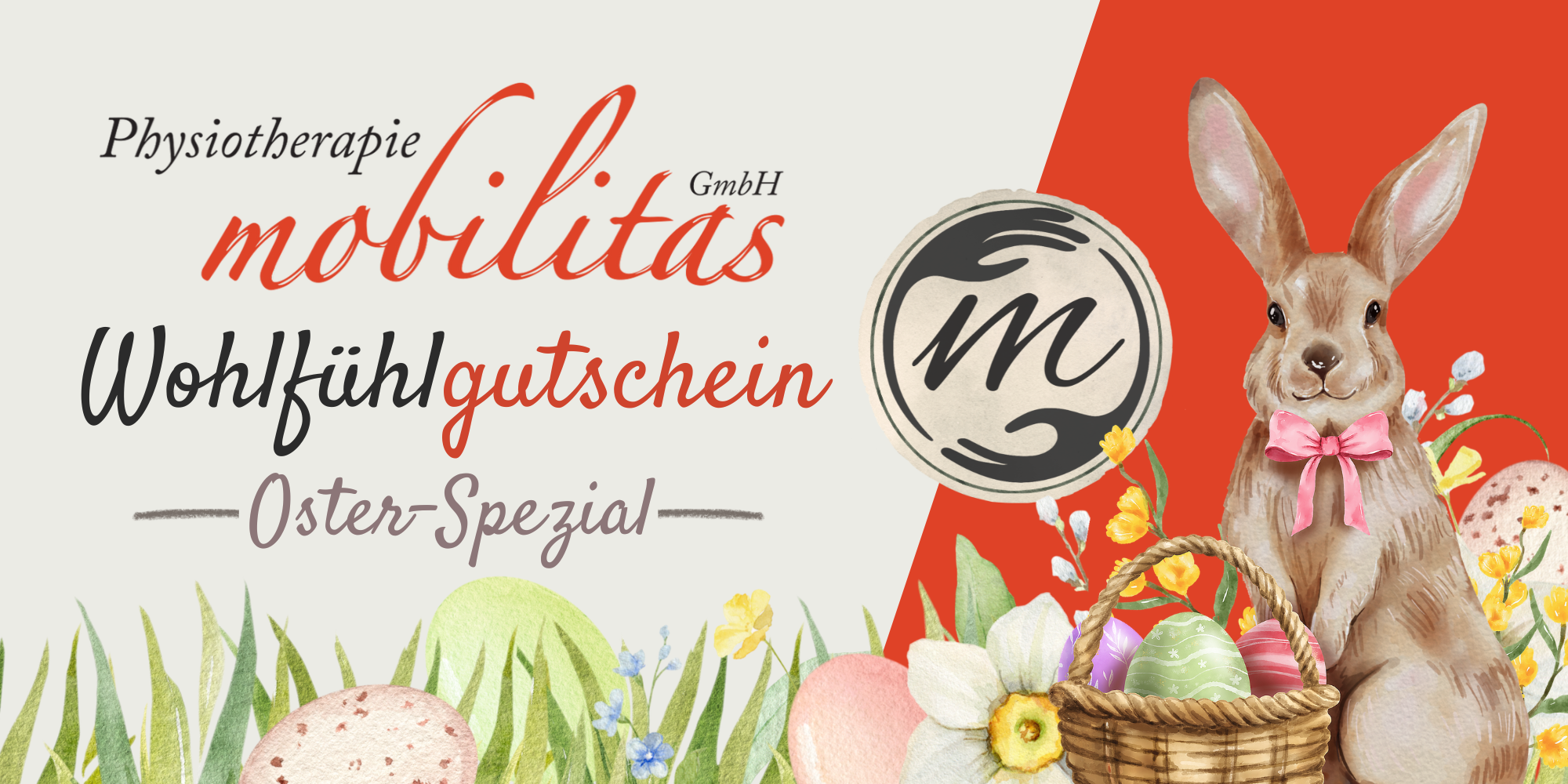 Oster-Wellness-Gutschein für eine 30-minütige Wohlfühlmassage mit anschließender Wärmebehandlung.