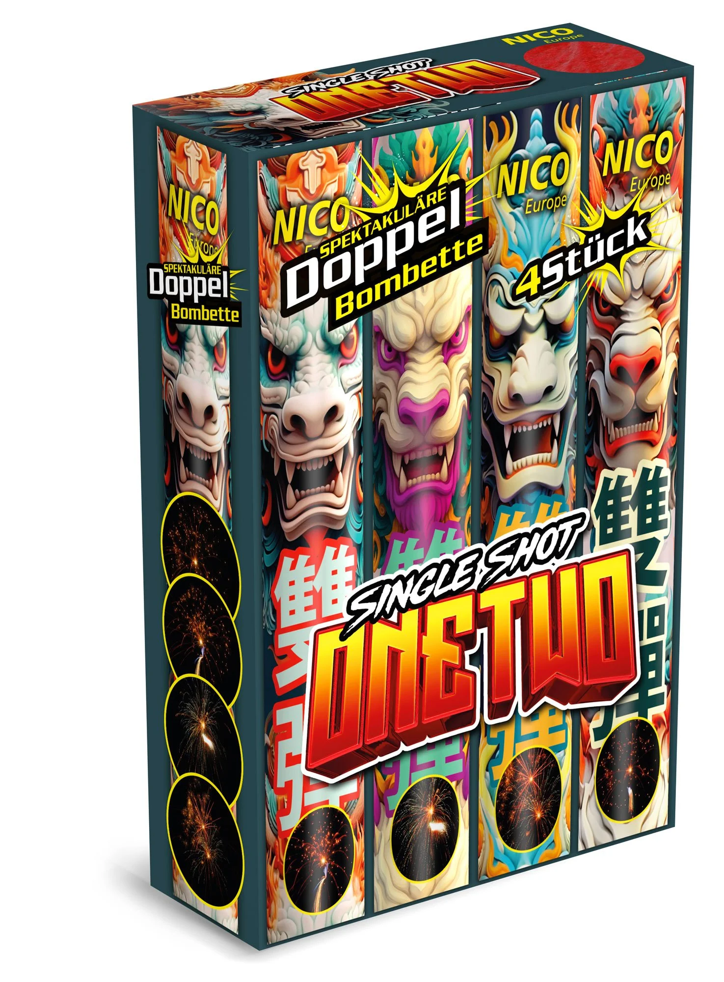 Packaging Design für NICO Feuerwerk – Single Shot One Two