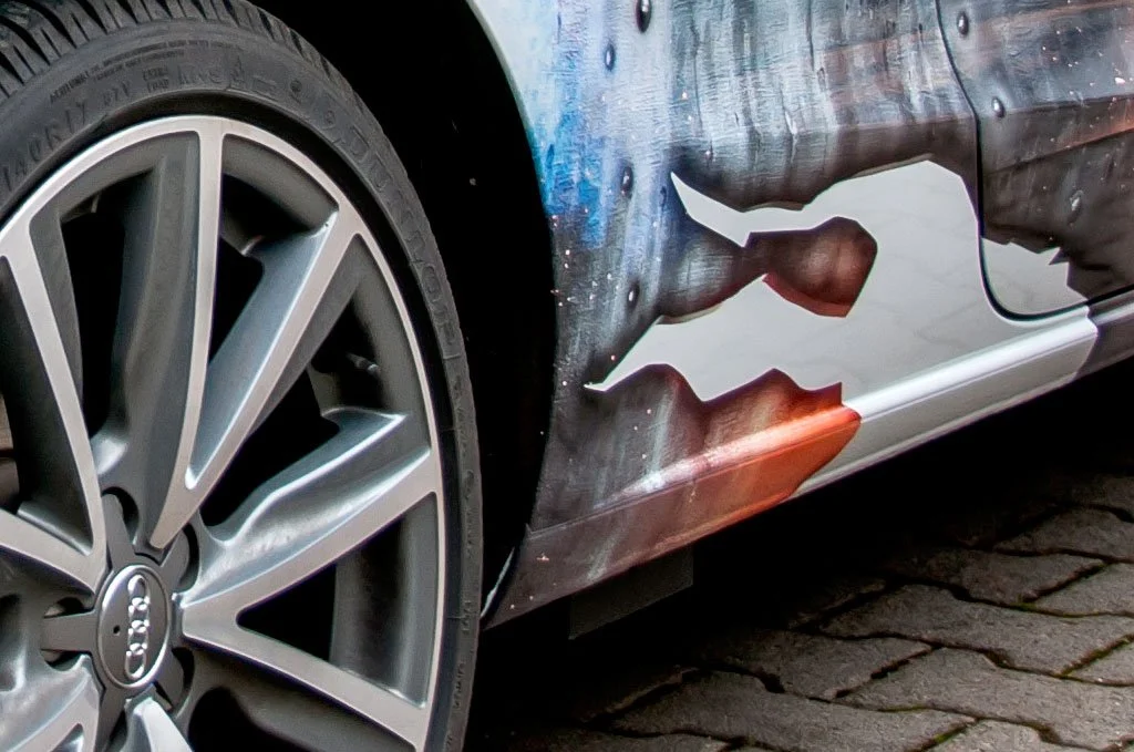 Detailaufnahme der Stahlwerk Fahrzeugfolierung