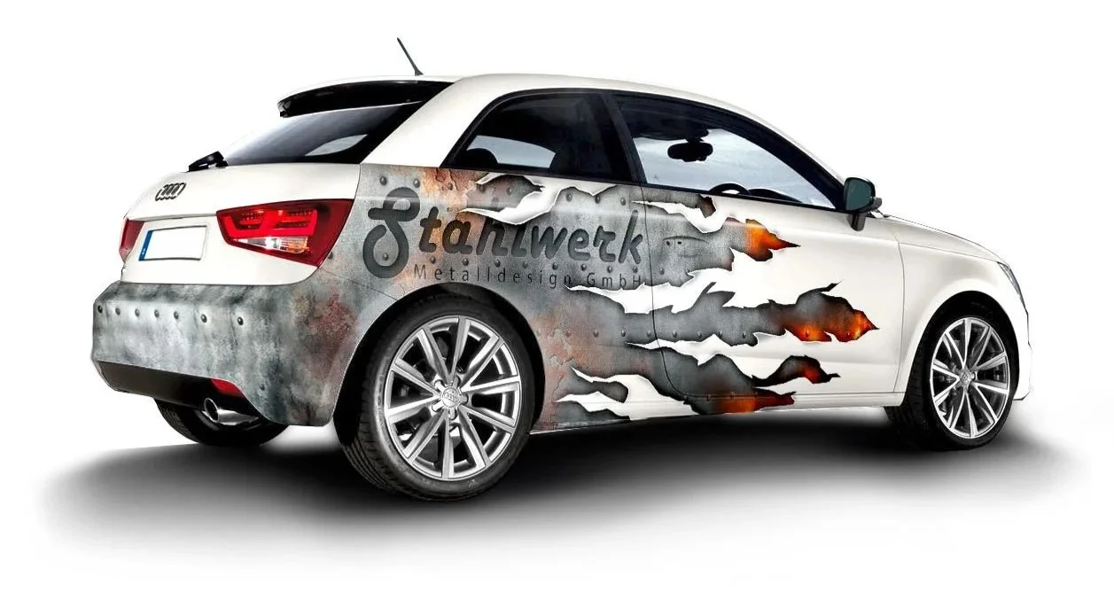 Fahrzeugdesign für Audi A1 mit Stahlwerk Beschriftung