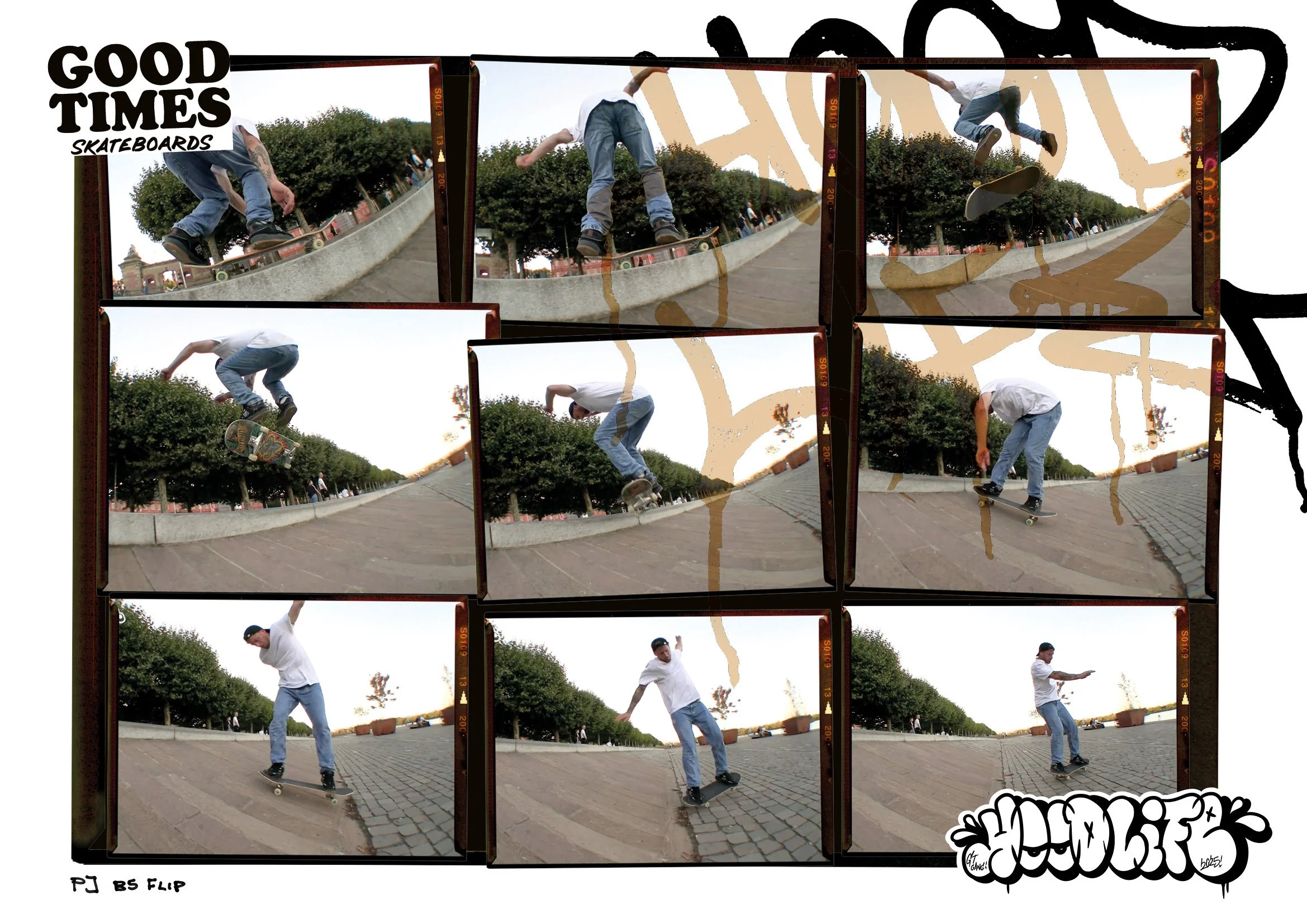 Katalogseite mit Skateboard-Produkten von Good Times