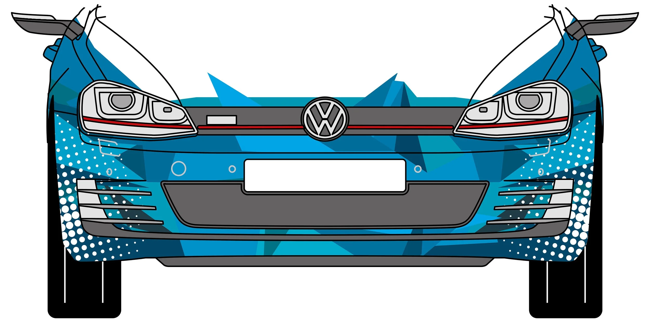 Reinzeichnung der Frontansicht für VW Golf Fahrzeugbeschriftung