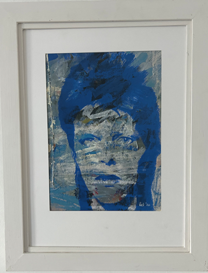 Portrait of David Bowie Print on Abstract Background