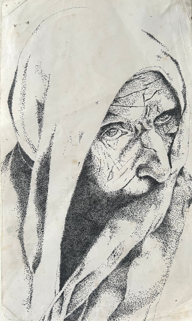 Stippled Portrait of African Woman