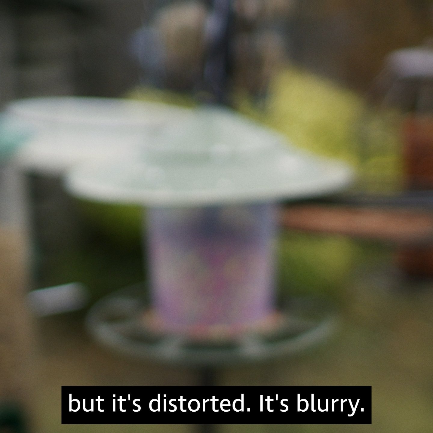 A blurry image of a bird feeding station, RNIB