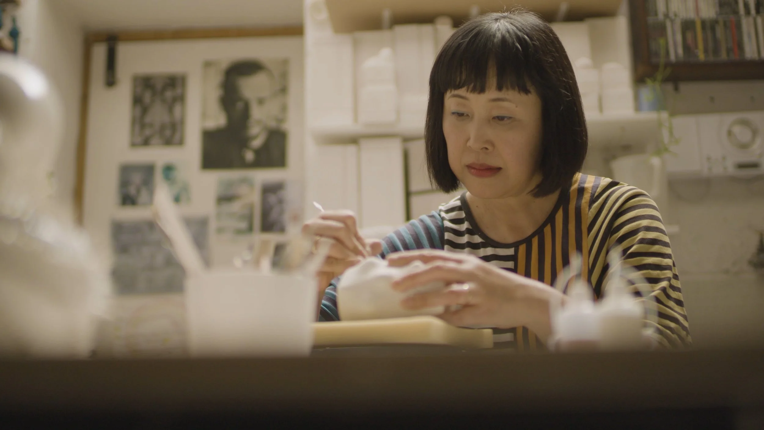 Ikuko Iwamoto works on a piece