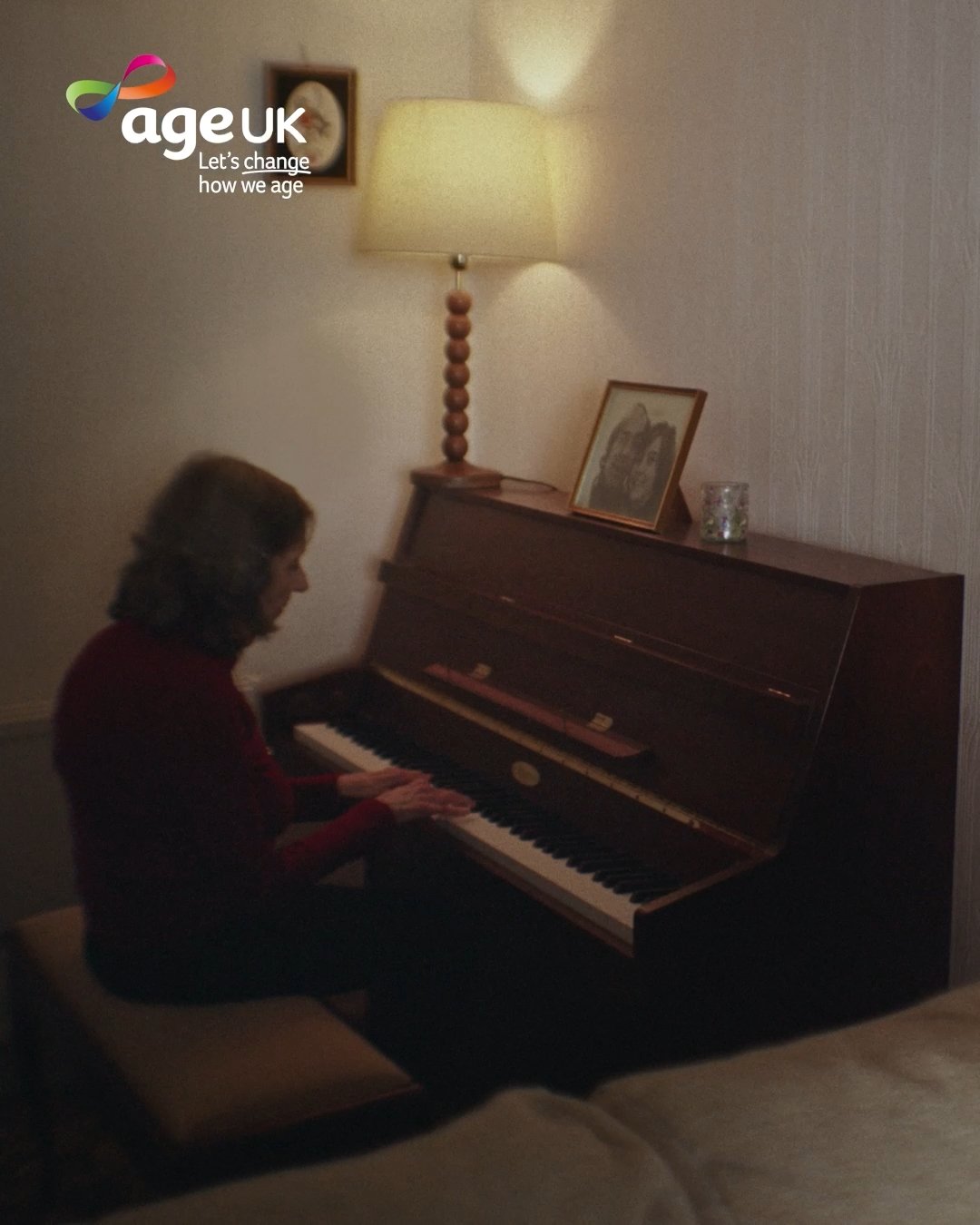 Sandra plays the piano, Age UK