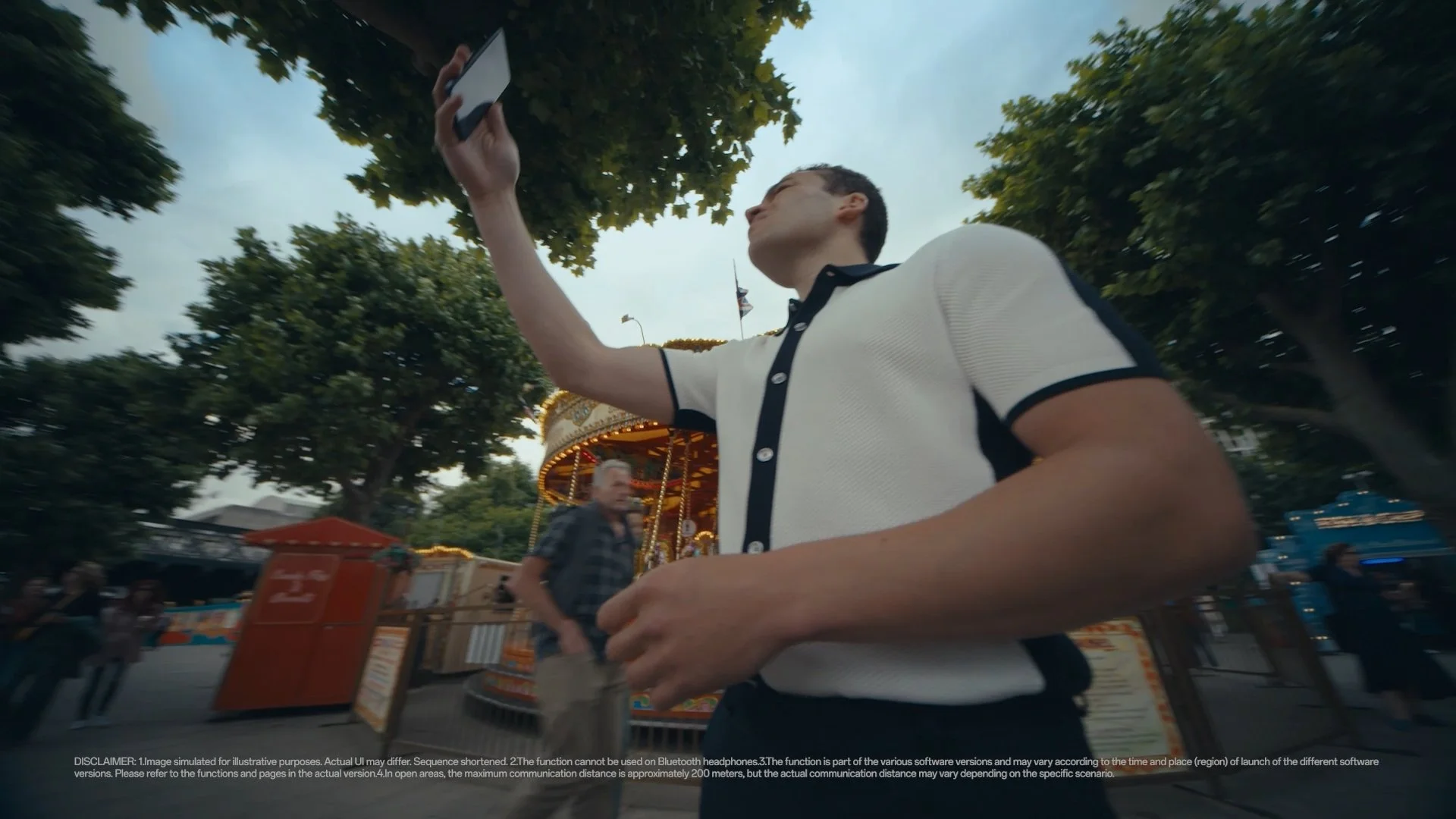A man uses his OPPO Omega phone to try and get signal