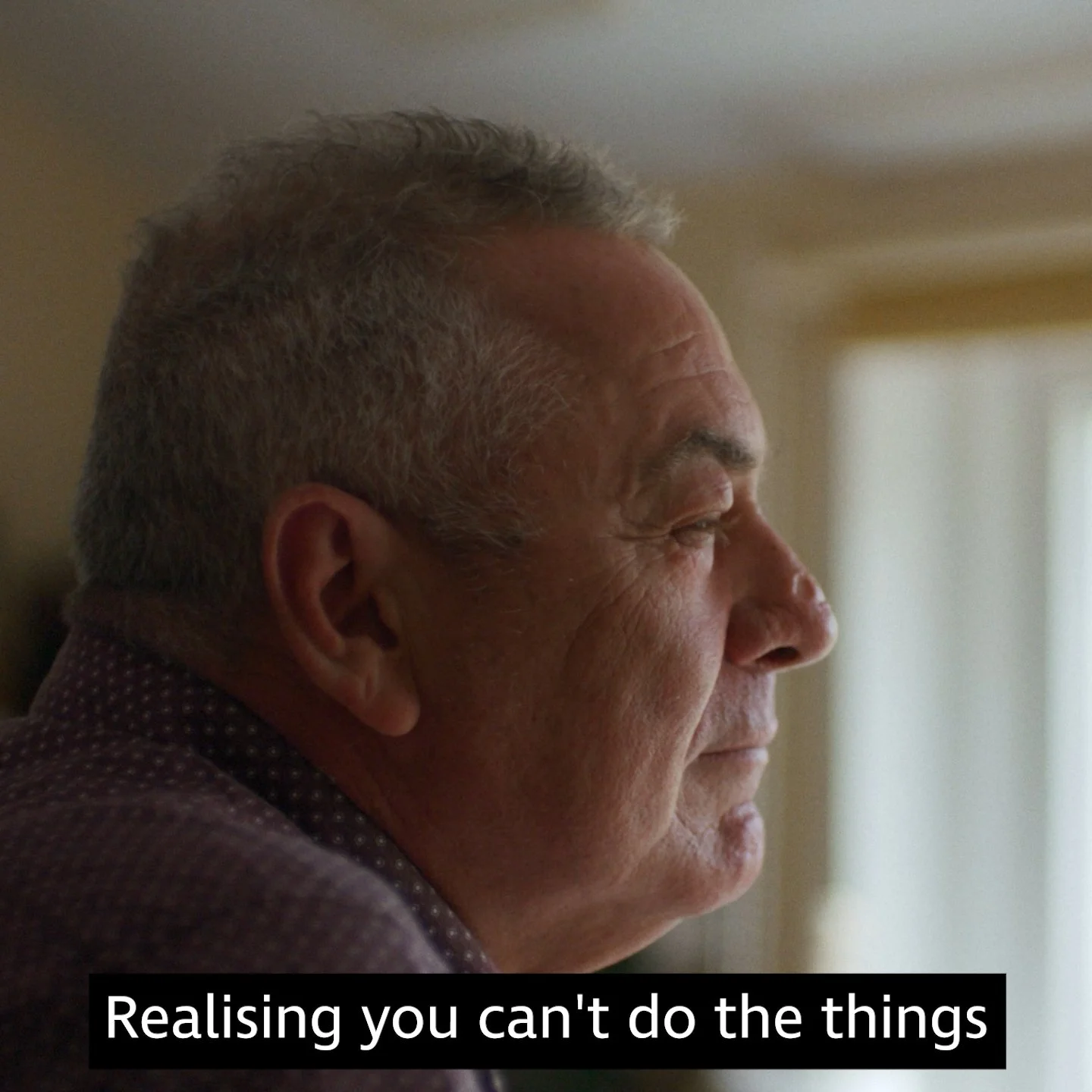 Pete looks out the window, RNIB