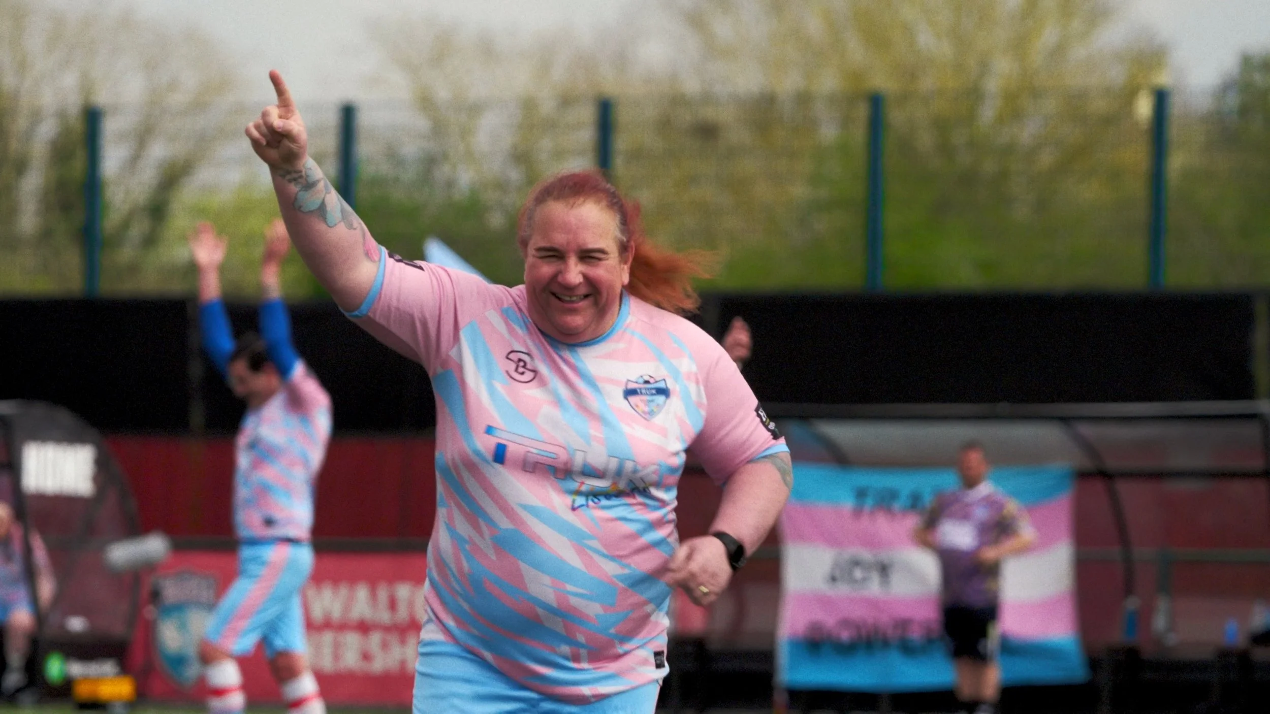 Lucy Clark celebrates a goal