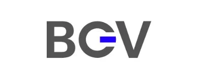 Logo with letters "BCV" in gray and a blue accent on the "C."