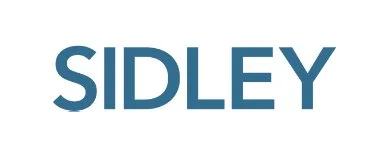 Blue text spelling "SIDLEY" on a white background.