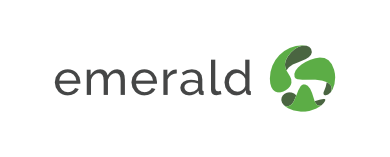 Emerald logo with stylized green circular design next to the word 'emerald' in lowercase letters.