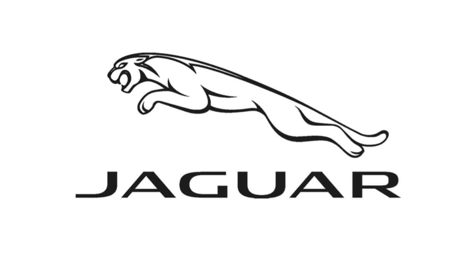Logo de la marque Jaguar avec un jaguar stylisé en saut en leaping و sous le logo, le mot 'JAGUAR' en lettres capitales.
