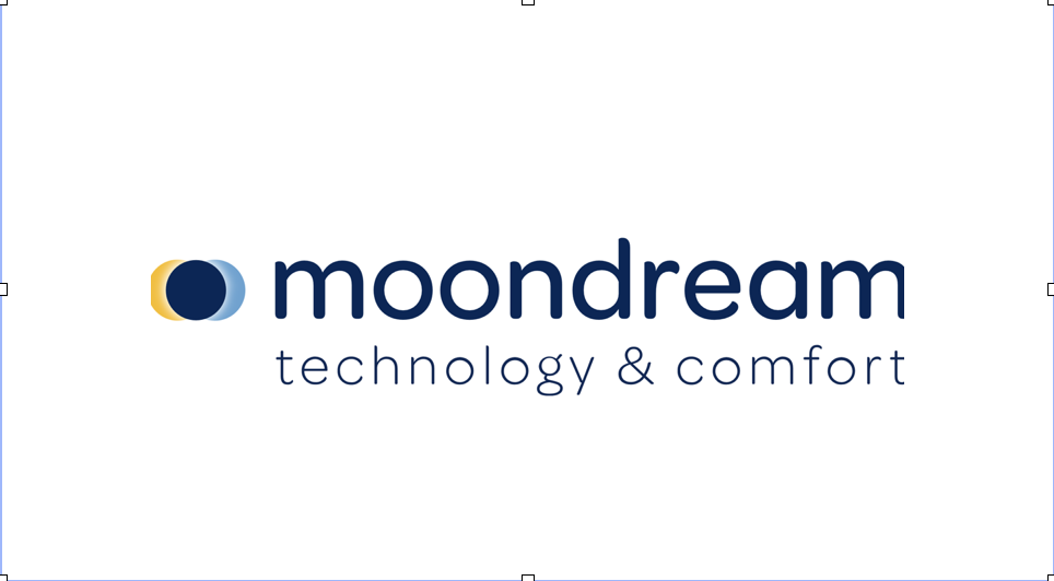 Logo de Moondream avec le slogan 'technology & comfort'.